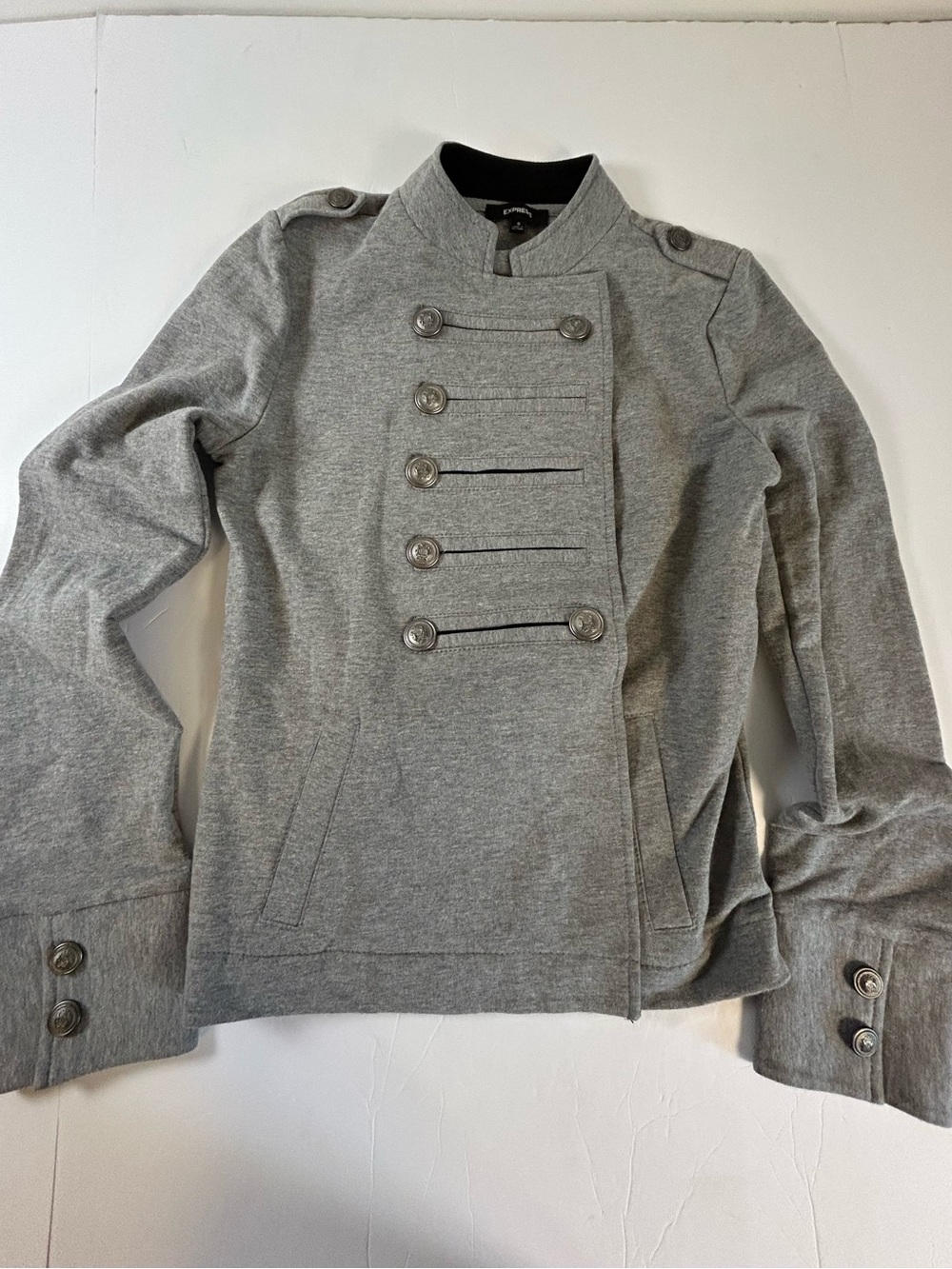 Express Women's Gray Military-Style Knit Jacket